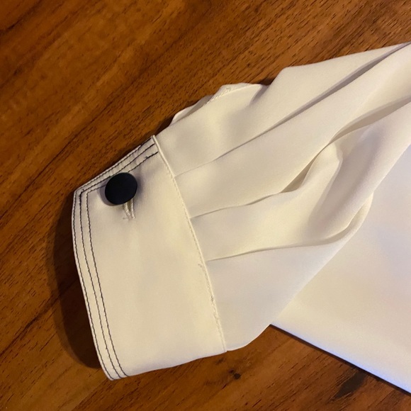 Tess Vintage Women’s White/Navy Button Blouse Size 10 - Picture 11 of 16